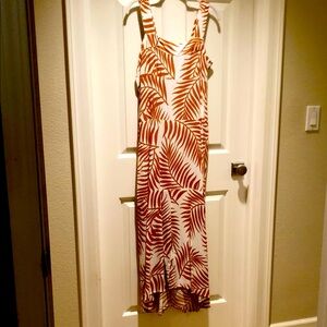 MSI Rust and cream Sleeveless Sundress Resort Wear Maxi